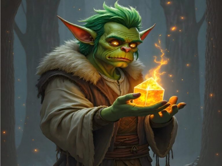 Orc
Magic Crystal
Green Skin
Fantasy
Glowing
Hooded Cloak
Enchantment
Mystical
Forest
Magical Energy
